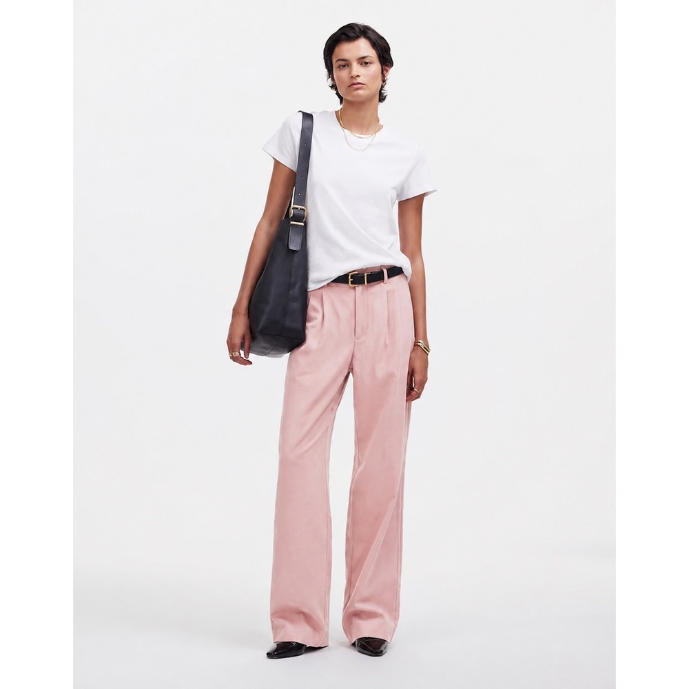 Madewell Slouchy Straight Leg Twill Pants Pink Office Preppy Linen Blend Women 4